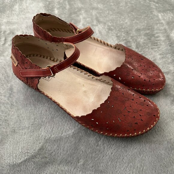 Pikolinos Puerto Vallarta Closed Toe Sandals Shoes Red Leather 41 US 10.5 11 - Picture 1 of 8